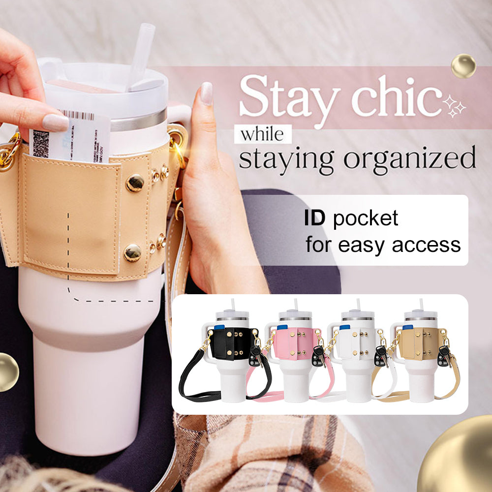 Porte-gourde bandoulière cuire 40oz