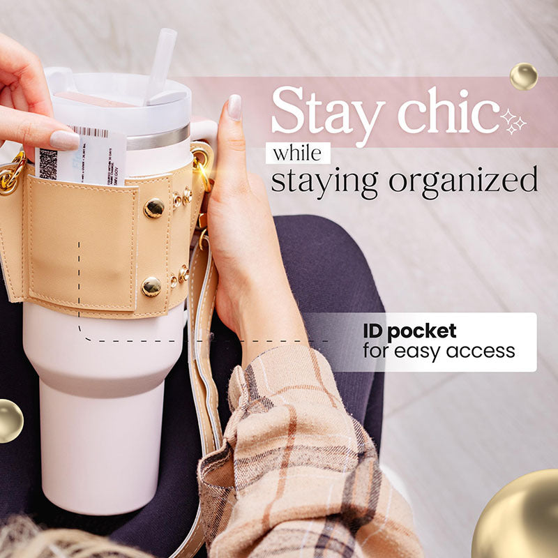 Porte-gourde bandoulière cuire 40oz